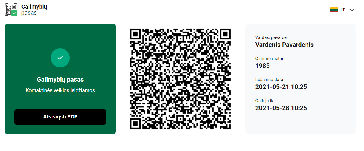 National Certificate instructions containing the QR code